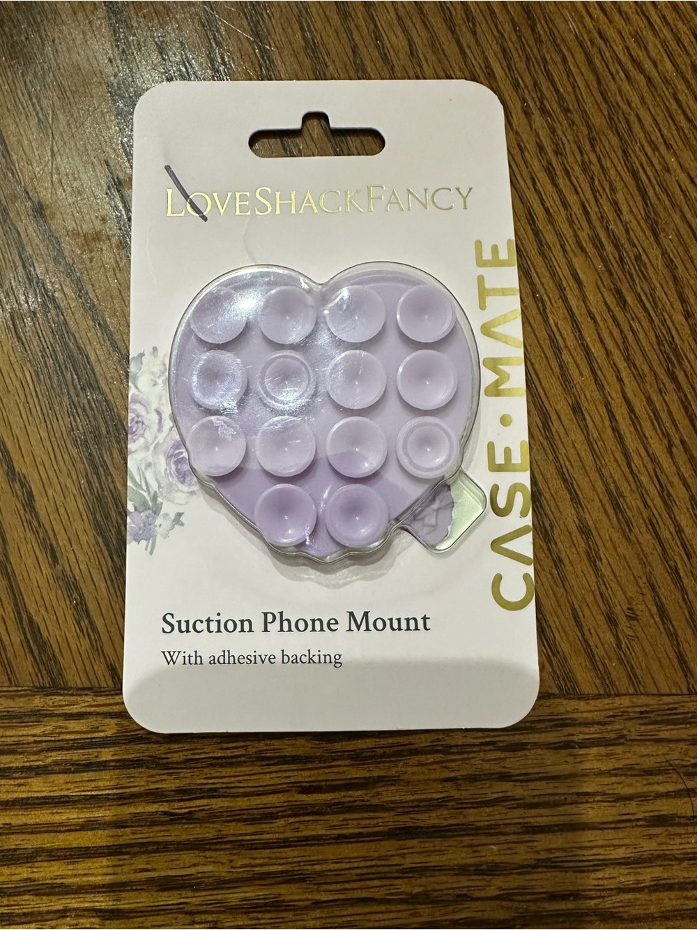 LoveShackFancy Lavender Heart Suction Phone Mount